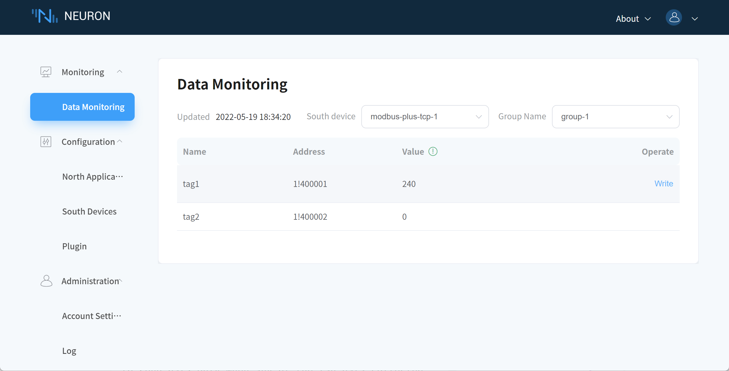 data monitor after control